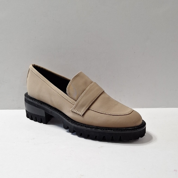 Aerosoles NEW Rodney Preppy Taupe Lug Sole Grunge Platform Heeled Loafer Sz. 7.5 - Picture 1 of 11